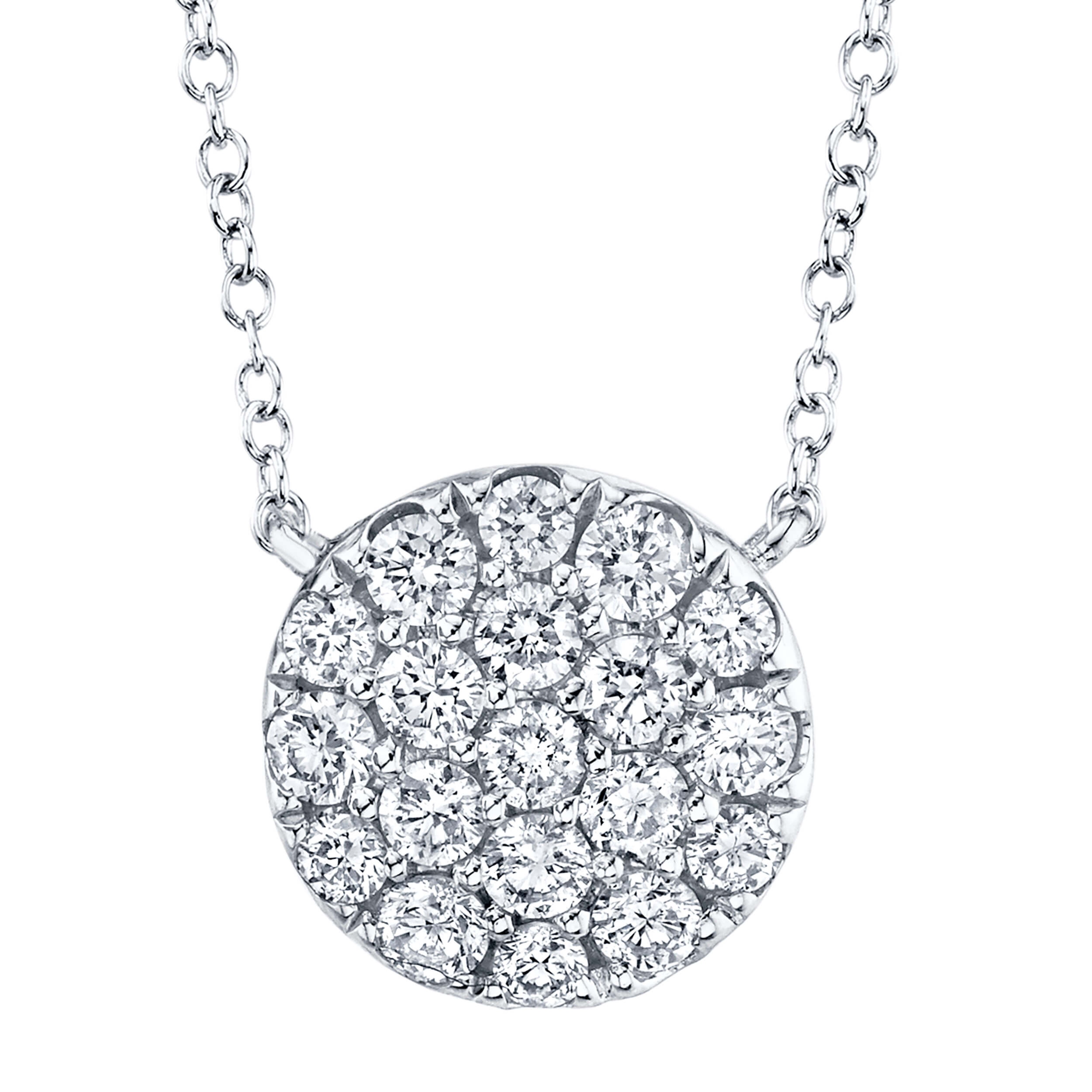 14k White Gold Diamond Circle Necklace