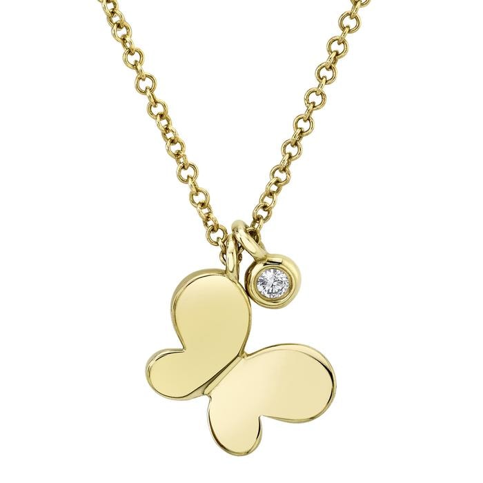 14k Yellow Gold Butterfly Necklace