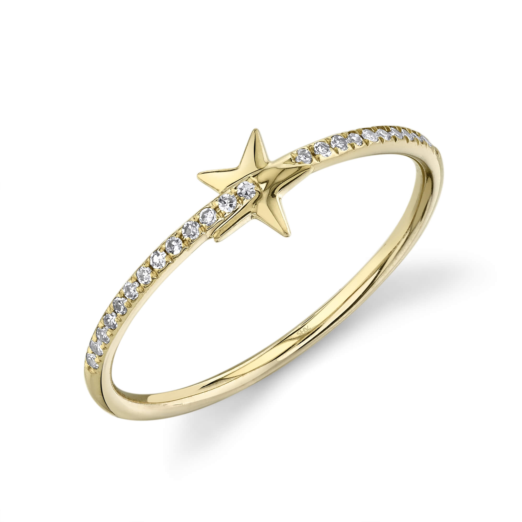 14k Yellow Gold Pave Diamond Star Ring