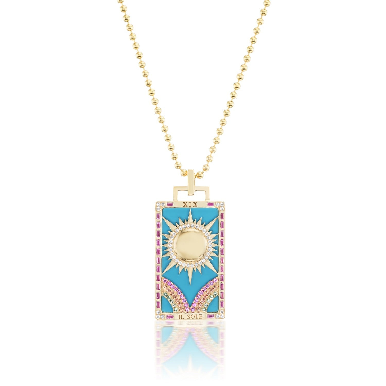18k Yellow Gold Il Sole Piccola Tarot Card Pendant