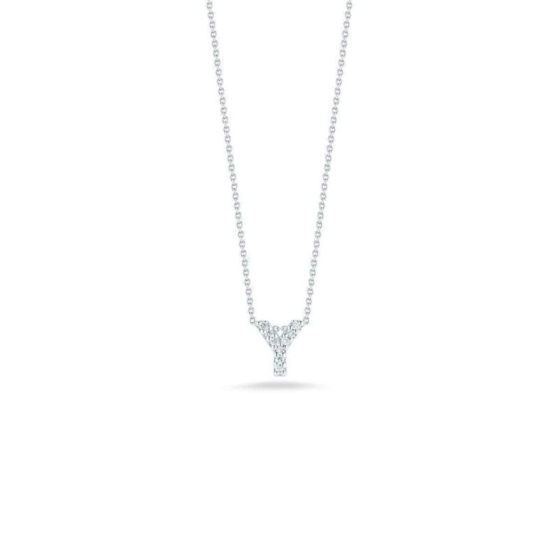 18k White Gold Initial Y Necklace