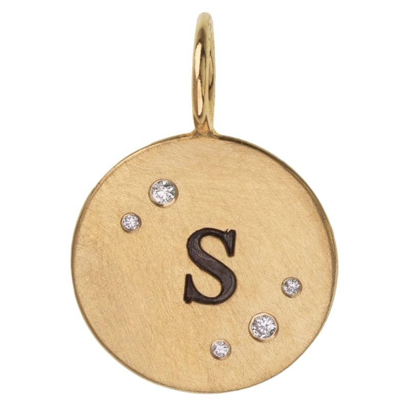 14k Yellow Gold Small Initial S Diamond Charm
