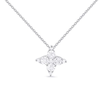 14k White Gold Small Pave Diamond Star Necklace